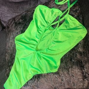 Neon Green One Piece  Bathing Suit